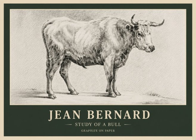 Jean Bernard Study of a Bull IV No6 - Poster