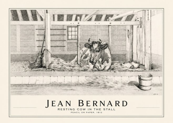 Jean Bernard Resting Cow in the Stall I No1 - Poster