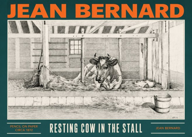 Jean Bernard Resting Cow in the Stall I No2 - Poster
