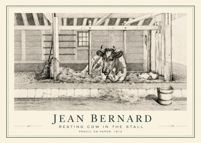 Jean Bernard Resting Cow in the Stall I No3 - Poster