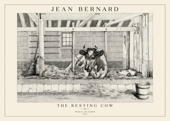 Jean Bernard Resting Cow in the Stall I No5 - Poster