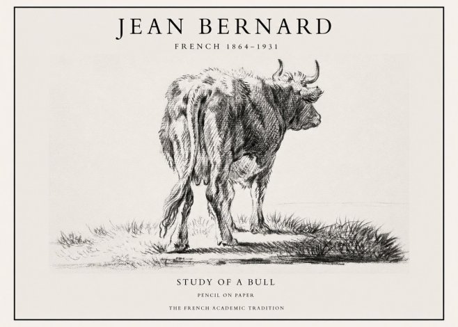 Jean Bernard Study of a Bull V No1 - Poster