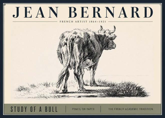 Jean Bernard Study of a Bull V No3 - Poster