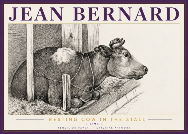 Jean Bernard Resting Cow in the Stall II No5 - Poster