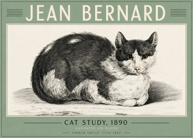 Jean Bernard Cat Resting No5 - Poster