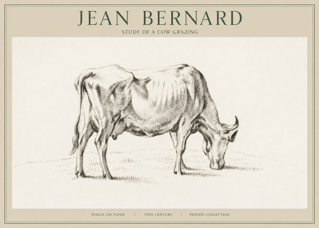 Jean Bernard Study of a Cow Grazing I No1 - Poster