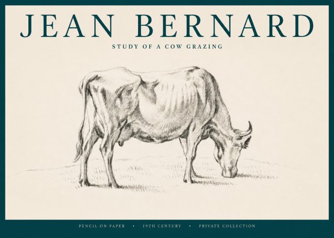 Jean Bernard Study of a Cow Grazing I No2 - Poster