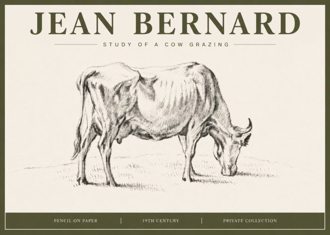 Jean Bernard Study of a Cow Grazing I No4 - Poster