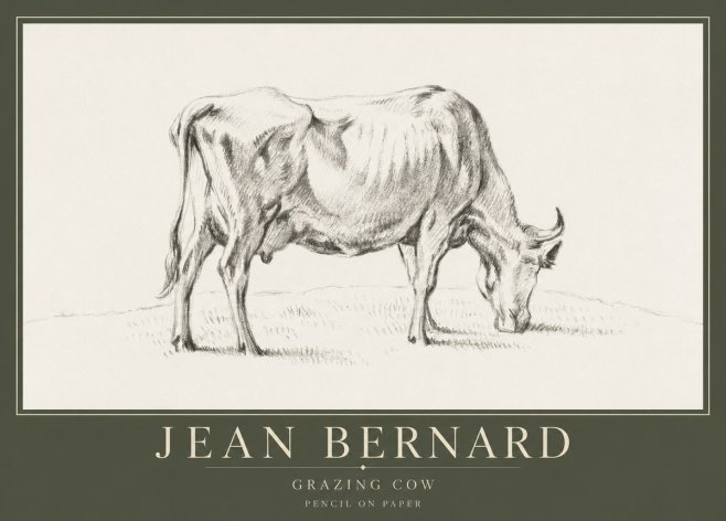 Jean Bernard Study of a Cow Grazing I No5 - Poster