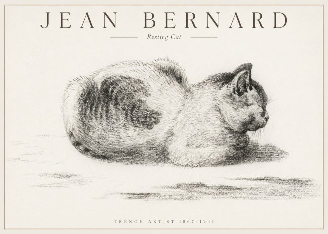 Jean Bernard Resting Cat No1 - Poster