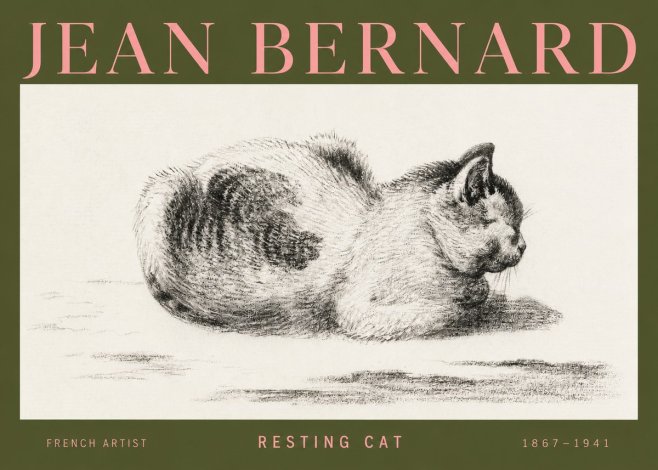 Jean Bernard Resting Cat No3 - Poster