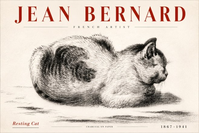 Jean Bernard Resting Cat No5 - Poster