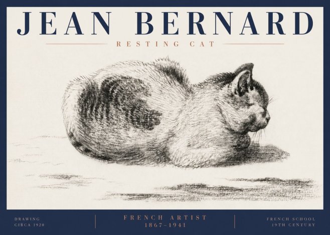 Jean Bernard Resting Cat No6 - Poster