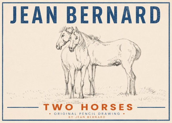 Jean Bernard Two Horses I No3 - Poster
