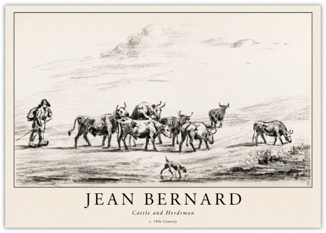 Jean Bernard Cattle and Herder No6 - Poster
