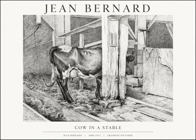 Jean Bernard Cow in a Stable No1 - Poster