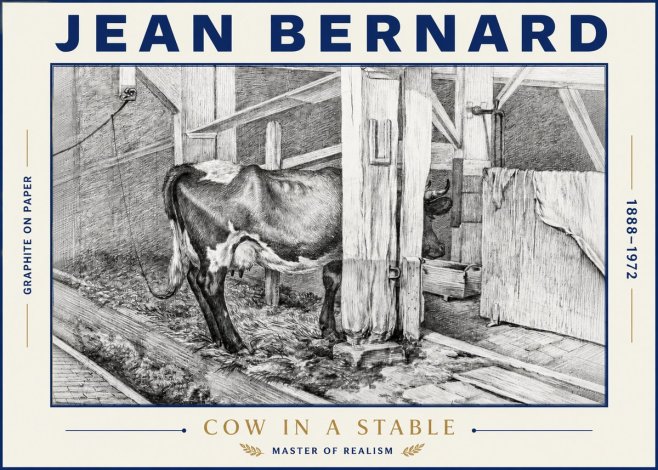 Jean Bernard Cow in a Stable No4 - Poster