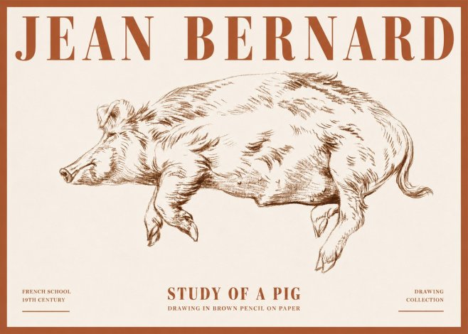 Jean Bernard Study of a Pig II No4 - Poster