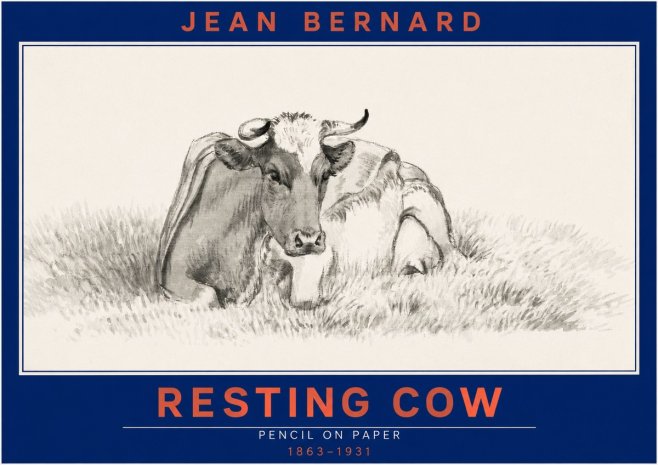 Jean Bernard Resting Cow IV No2 - Poster