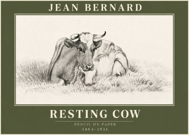 Jean Bernard Resting Cow IV No3 - Poster