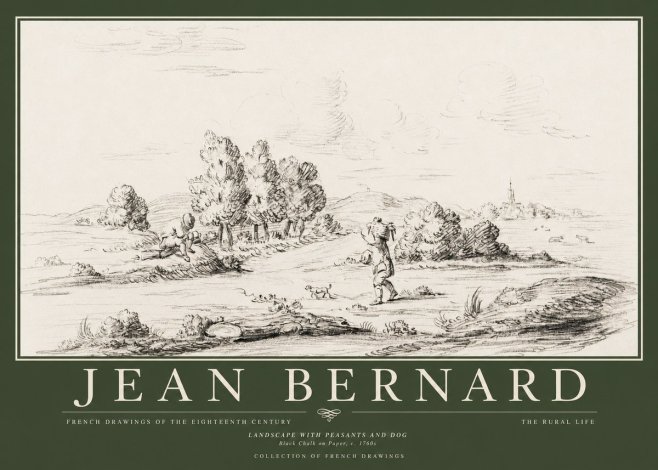 Jean Bernard Landscape with Figures and Distant Village No5 - Poster