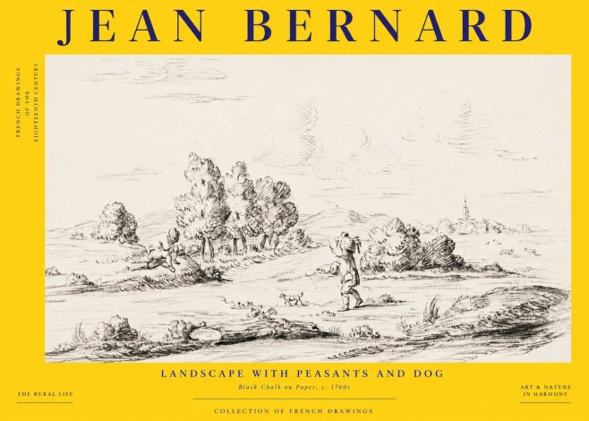 Jean Bernard Landscape with Figures and Distant Village No6 - Poster