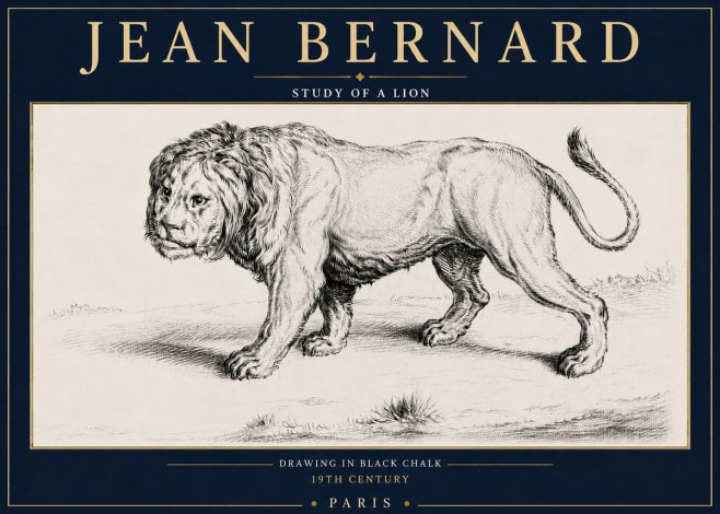 Jean Bernard Study of a Lion II No4 - Poster