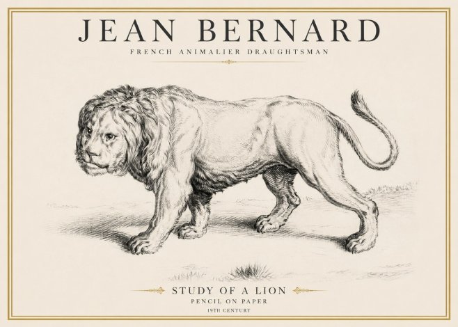 Jean Bernard Study of a Lion II No6 - Poster
