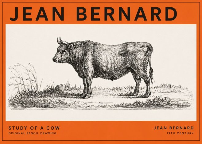 Jean Bernard Study of a Cow XIII No2 - Poster
