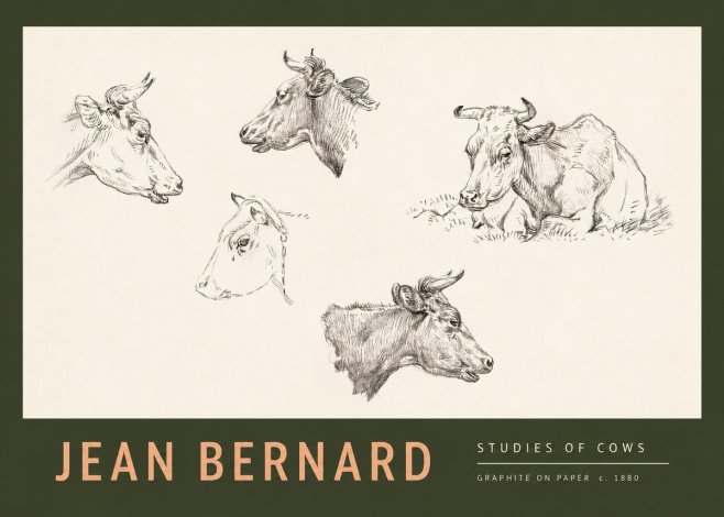 Jean Bernard Studies of Cows I No2 - Poster
