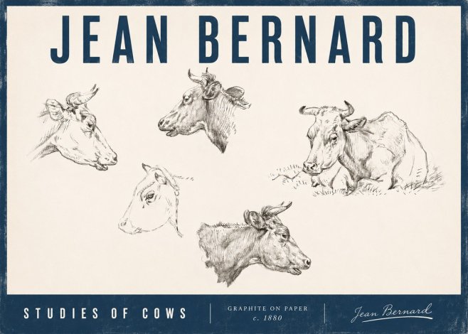 Jean Bernard Studies of Cows I No4 - Poster