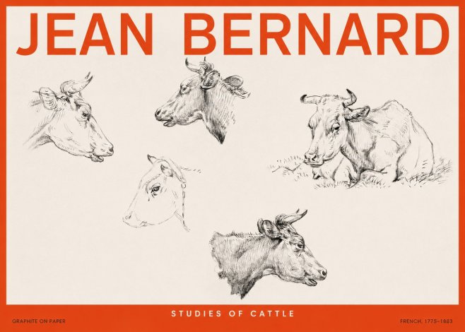 Jean Bernard Studies of Cows I No6 - Poster