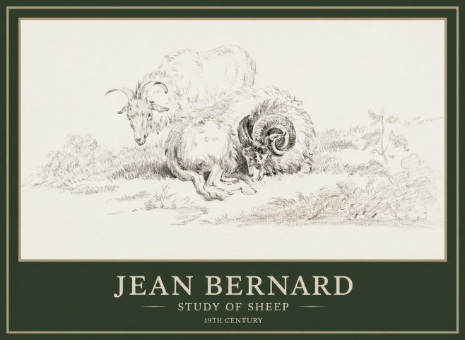 Jean Bernard Study of Sheep No1 - Poster