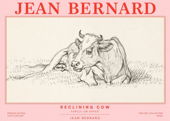 Jean Bernard Reclining Cow III No2 - Poster