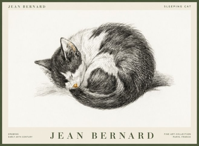 Jean Bernard Sleeping Cat VIII No1 - Poster