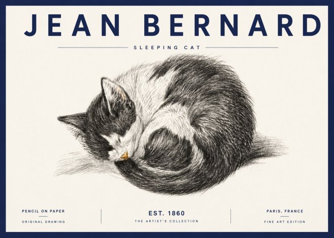 Jean Bernard Sleeping Cat VIII No6 - Poster