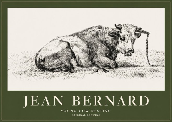 Jean Bernard Young Cow Resting No2 - Poster
