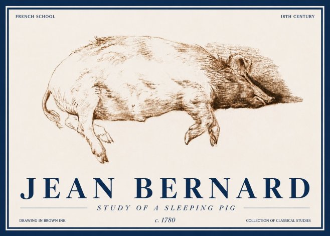 Jean Bernard Study of a Sleeping Pig No4 - Poster