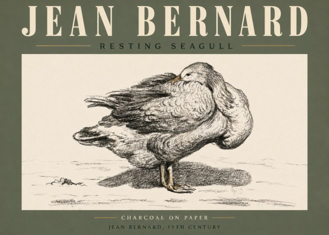 Jean Bernard Resting Seagull No5 - Poster