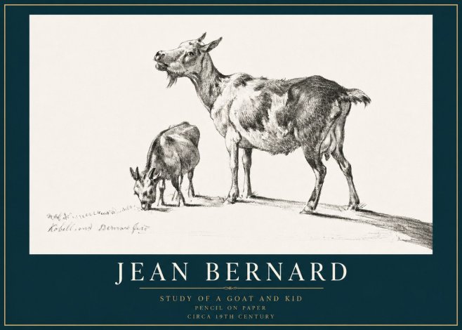 Jean Bernard Study of a Goat and Kid No3 - Poster