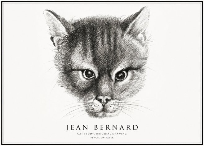 Jean Bernard Cat Study. Original Drawing No1 - Poster