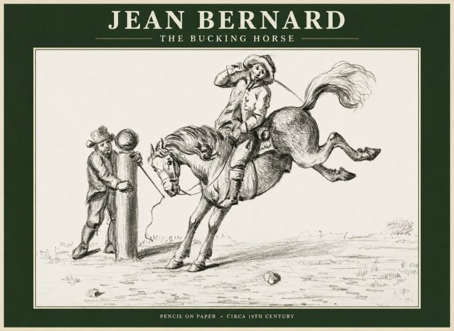 Jean Bernard A Study of the Bucking Horse No2 - Poster