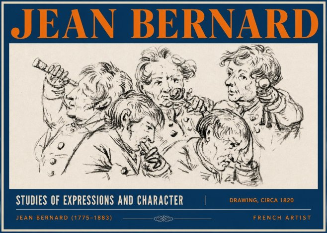 Jean Bernard Studies of Expressions and Character No3 - Poster