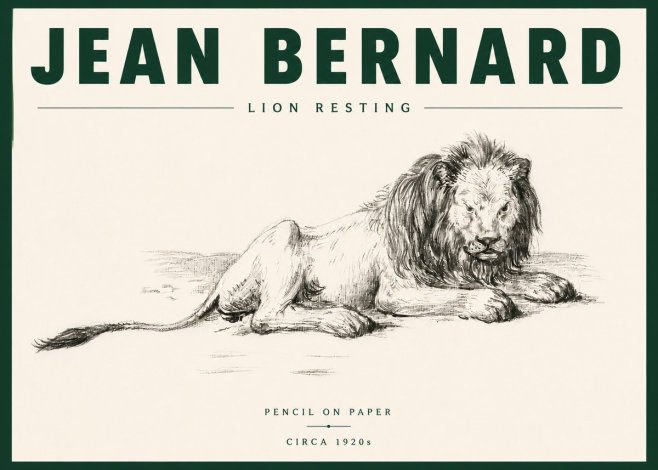 Jean Bernard Lion Resting No6 - Poster