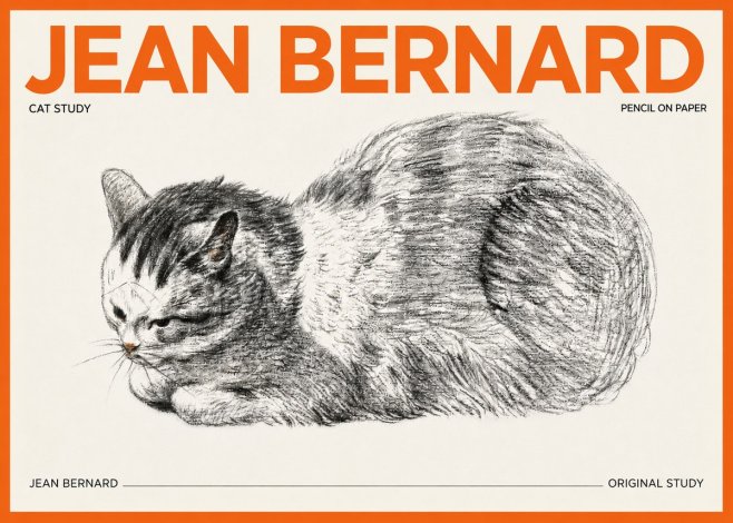 Jean Bernard Cat Study X No3 - Poster