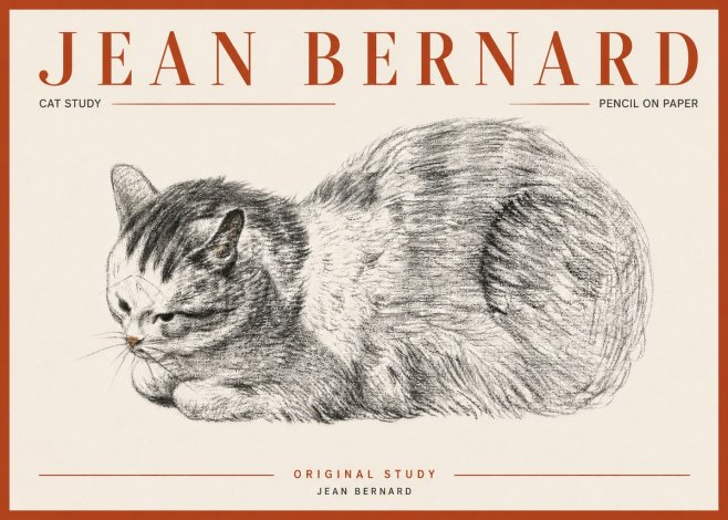 Jean Bernard Cat Study X No5 - Poster