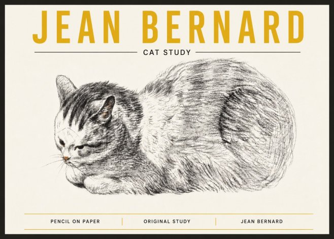Jean Bernard Cat Study X No6 - Poster