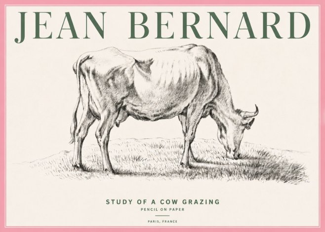 Jean Bernard Study of a Cow Grazing II No4 - Poster