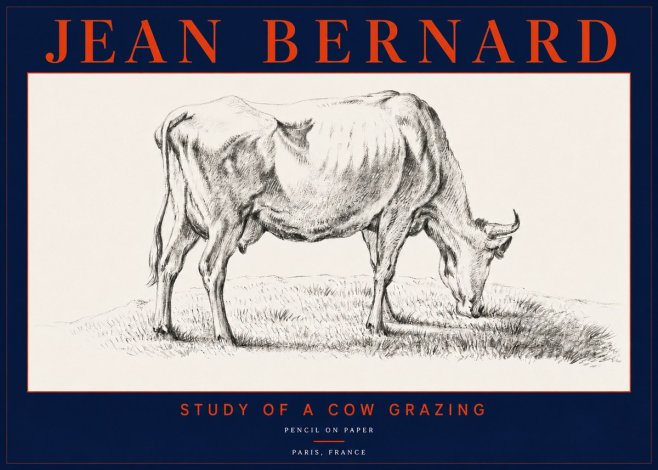 Jean Bernard Study of a Cow Grazing II No5 - Poster