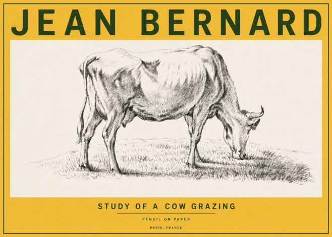 Jean Bernard Study of a Cow Grazing II No6 - Poster